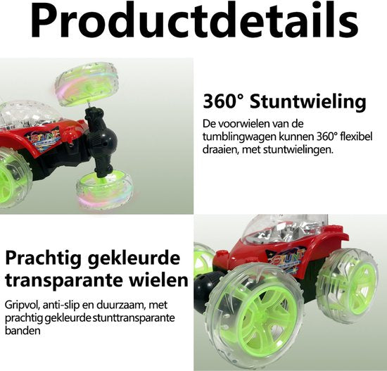 Off-Road RC Auto - speelgoed afstandsbediening auto - 360° Draaien - LED Verlichting - Stuntauto - Draadloze Afstandsbediening - Cool Design - Oplaadbare Accu - Voor Jongens & Meisjes - Rood