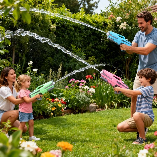 Waterpistool 54cm XL - 1200ml Grote Tank & 8m Schietbereik - Water Pistool- Watergeweer - Super Soaker - Duurzaam Waterspeelgoed voor Strand & Tuin - Buitenspeelgoed voor Kinderen & Volwassenen - 54×22×7cm - Groen, Grijs