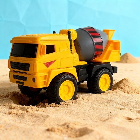 Cementmixer vrachtwagen - Bouwplaatsvoertuig - Educatief speelgoed - Kinder Speelauto's voor Jongens - Mixers - Laadwagen -Traagheidsauto - Kindercadeaus - Cadeaus voor jongens - Geel