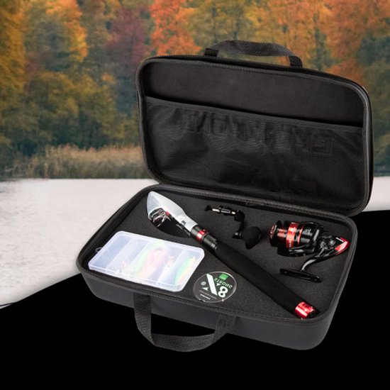 Ghosthorn Telescoop Vishengel Set – Draagbare Visuitrusting voor Beginners en Gevorderden – Samenklapbare Hengel met Molen, Lijn en Aas – Ideaal voor Zoet- en Zoutwater Vissen – Rood - 2.1M 7FT