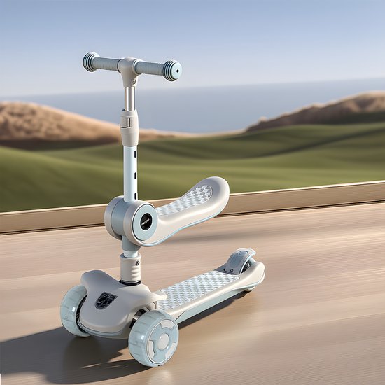Kinderstep 3-in-1: Loopfiets + Driewieler + Step - Eénklaps Vouwbaar (Geen Montage!) - LED Lichtwielen - Verstelbaar 62-80cm - Veilig Laag Zwaartepunt - Geschikt 3-8 Jaar - Draagt 50kg - Zacht Roze