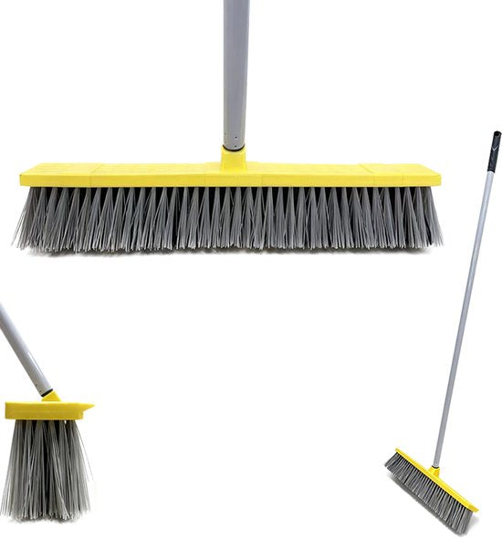 Heavy Duty clean bezem - 134*45cm Brede bezem - Harde Haren voor Tuin, Terras & Oprit - Professionele Buiten bezem - Robuuste Tuinveger voor Zwaar Werk - Ideaal voor Bladeren, Zand, Modder & Sneeuw