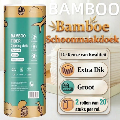 Herbruikbare bamboe keukenrol - 40 herbruikbare vaatdoekjes - Wasbaar keukenpapier - Natuurlijk - Biologisch afbreekbaar - Ultra-absorberend & vetvrij - 28 x 28 cm - Pluisvrij & krasvrij - Multifunctionele wonderdoekjes voor ramen, auto & interieur