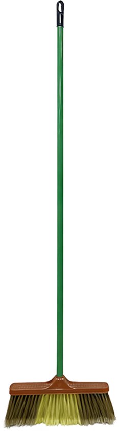 Clean bezem met Lange Steel - 134x32 cm - Professionele Kamerbezem voor Parket, Laminaat & PVC - Anti-Statische Vloerveger - Verwijdert Dierenharen & Stof - Ergonomische Huisbezem - Krasvrije Vloerborstel voor Woonkamer & Keuken - Groen/Geel