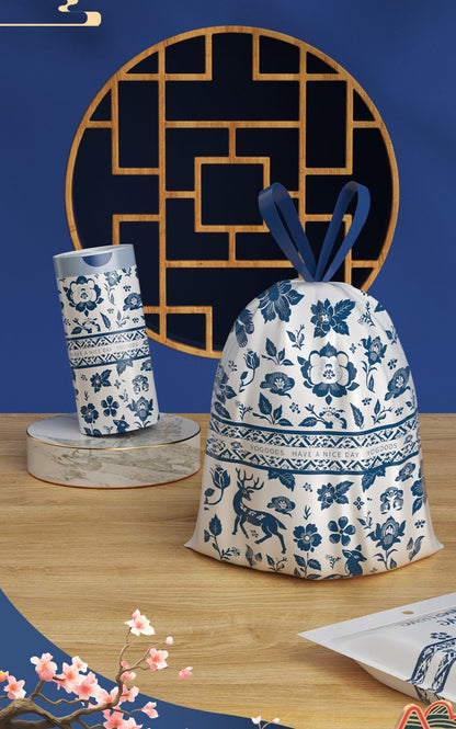 Extra Sterke Afvalzakken met Trekkoord - 20 Liter 87 Stuks - Scheurvaste Vuilniszakken - Stijlvol Delfts Blauw Design - Lekvrij & Extra Dik - Pedaalemmerzakken voor Keuken - 50*60CM- Universele Pasvorm voor Prullenbak - Niet Doorschijnend