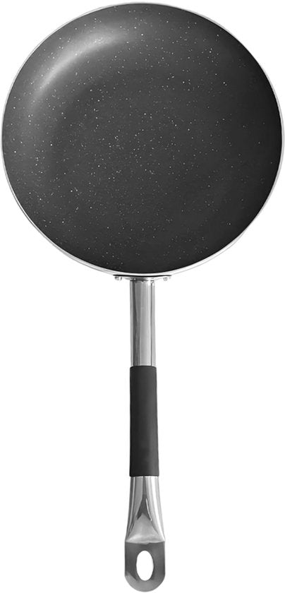 Frying pan Ø 30 cm - Suitable for induction & gas - Luxury aluminum frying pan with Ital Stone non-stick coating & granite look - 100% PFOA, lead & nickel free - Scratch-resistant stone layer with soft-grip steel - Black/Gray 