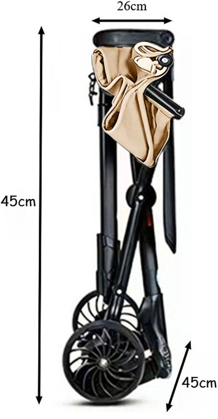 Lightweight Buggy & Travel Buggy - Compact Folding Pushchair - Foldable Stroller - Up to 30kg Load Capacity - Stable 4-Wheel Design & Anti-Shock - Ideal for Camping & Car - Extremely Strong Aluminum Frame - One-Hand Folding - Beige 