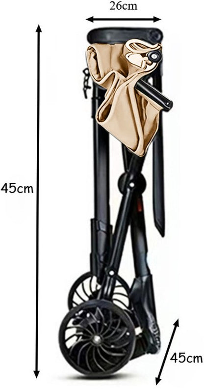Lightweight Buggy & Travel Buggy - Compact Folding Pushchair - Foldable Stroller - Up to 30kg Load Capacity - Stable 4-Wheel Design & Anti-Shock - Ideal for Camping & Car - Extremely Strong Aluminum Frame - One-Hand Folding - Beige 