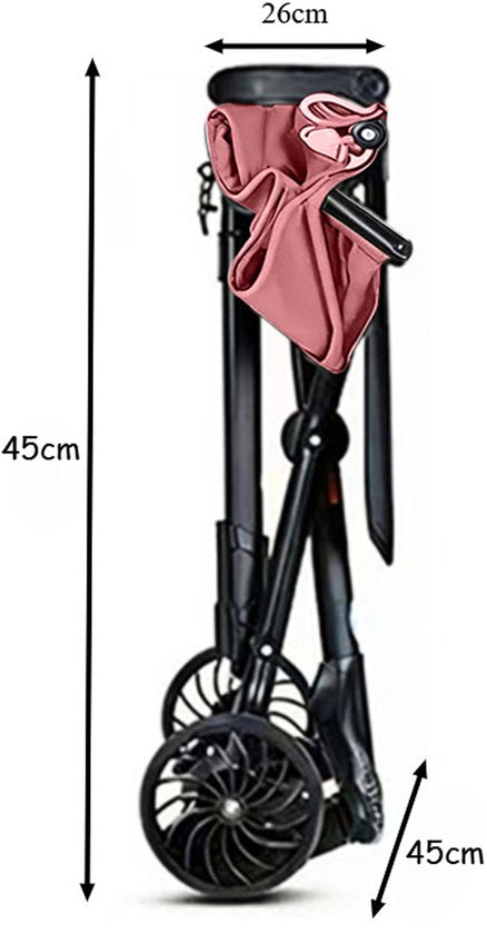 Lightweight Buggy & Travel Buggy - Compact Folding Pushchair - Foldable Stroller - Up to 30kg Load Capacity - Stable 4-Wheel Design & Anti-Shock - Ideal for Camping & Car - Extremely Strong Aluminum Frame - One-Hand Folding - Pink 