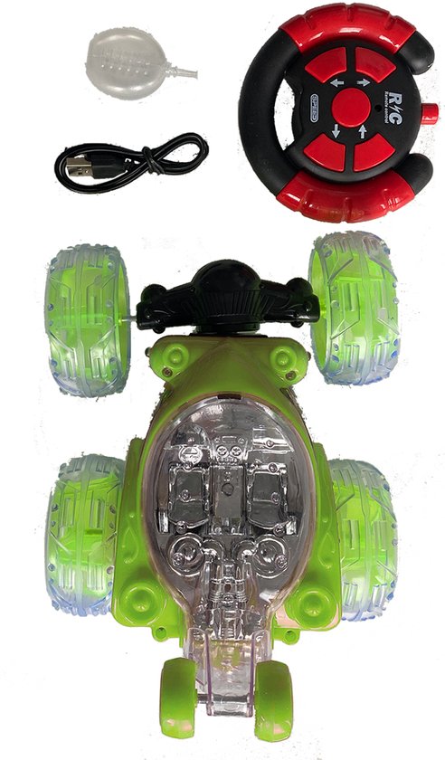 Off-Road RC Auto - speelgoed afstandsbediening auto - 360° Draaien - LED Verlichting - Stuntauto - Draadloze Afstandsbediening - Cool Design - Oplaadbare Accu - Voor Jongens & Meisjes - Groen
