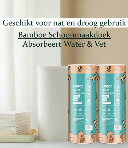 Herbruikbare bamboe keukenrol - 40 herbruikbare vaatdoekjes - Wasbaar keukenpapier - Natuurlijk - Biologisch afbreekbaar - Ultra-absorberend & vetvrij - 28 x 28 cm - Pluisvrij & krasvrij - Multifunctionele wonderdoekjes voor ramen, auto & interieur