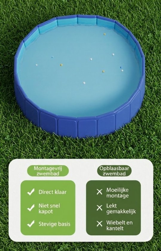 Opvouwbaar Hondenzwembad & Kinderzwembad - ⌀120x30 CM - 7-Laags Versterkt PVC - Kraswerend & Lekvrij - Inclusief Afvoerventiel - Voor Honden tot 90 kg - Stevig Hondenbadje en Peuterbad voor Buiten in de Tuin - Draagbaar Huisdierenzwembad