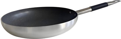 Frying pan Ø 30 cm - Suitable for induction & gas - Luxury aluminum frying pan with Ital Stone non-stick coating & granite look - 100% PFOA, lead & nickel free - Scratch-resistant stone layer with soft-grip steel - Black/Gray 