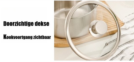 RVS Soeppan met Glazen Deksel - Ø 20 cm - Geschikt voor Inductie, Gas, Elektrisch & Keramisch - 100% PFAS-vrij - Vaatwasserbestendig - Hoogwaardig Roestvrij Staal - Koudgrepen & Sandwichbodem - Snelle Warmteverdeling - voor Soep, Pasta & Groenten