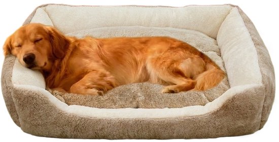 Hondenmand Grote Hond - 100x70 cm - Met Uitneembaar Kussen - Zacht Imitatie Konijnenbont - Antislipbodem - Orthopedisch & Wasbaar - Fluffy Anti Stress Bed XXL - Geschikt voor Labrador, Golden Retriever, Duitse Herder & Labradoodle - Beige/Bruin