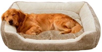 Hondenmand Grote Hond - 100x70 cm - Met Uitneembaar Kussen - Zacht Imitatie Konijnenbont - Antislipbodem - Orthopedisch & Wasbaar - Fluffy Anti Stress Bed XXL - Geschikt voor Labrador, Golden Retriever, Duitse Herder & Labradoodle - Beige/Bruin