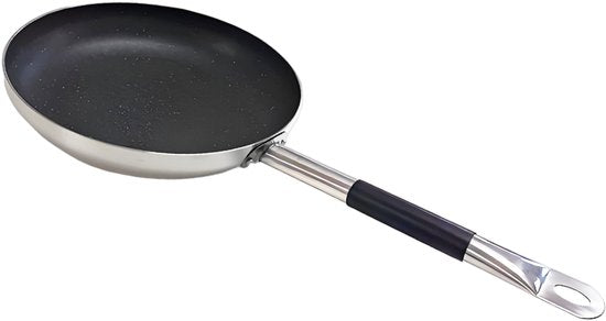 Frying pan Ø 30 cm - Suitable for induction & gas - Luxury aluminum frying pan with Ital Stone non-stick coating & granite look - 100% PFOA, lead & nickel free - Scratch-resistant stone layer with soft-grip steel - Black/Gray 