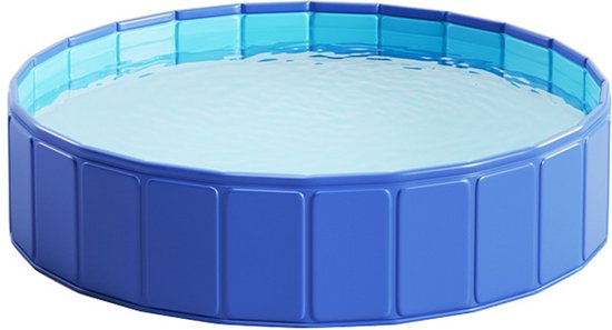 Opvouwbaar Hondenzwembad & Kinderzwembad - ⌀120x30 CM - 7-Laags Versterkt PVC - Kraswerend & Lekvrij - Inclusief Afvoerventiel - Voor Honden tot 90 kg - Stevig Hondenbadje en Peuterbad voor Buiten in de Tuin - Draagbaar Huisdierenzwembad