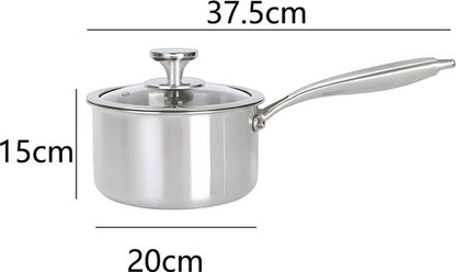 RVS Soeppan met Glazen Deksel - Ø 20 cm - Geschikt voor Inductie, Gas, Elektrisch & Keramisch - 100% PFAS-vrij - Vaatwasserbestendig - Hoogwaardig Roestvrij Staal - Koudgrepen & Sandwichbodem - Snelle Warmteverdeling - voor Soep, Pasta & Groenten