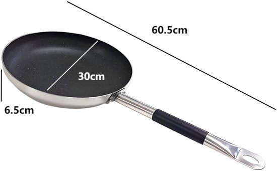 Frying pan Ø 30 cm - Suitable for induction & gas - Luxury aluminum frying pan with Ital Stone non-stick coating & granite look - 100% PFOA, lead & nickel free - Scratch-resistant stone layer with soft-grip steel - Black/Gray 