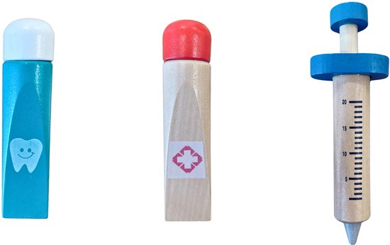 Dokterset Speelgoed 21 deligs - Inclusief stethoscoop spuit thermometer verband – Realistisch Rollenspel - Houten speelgoedset - Dokterssetje - Peuter
