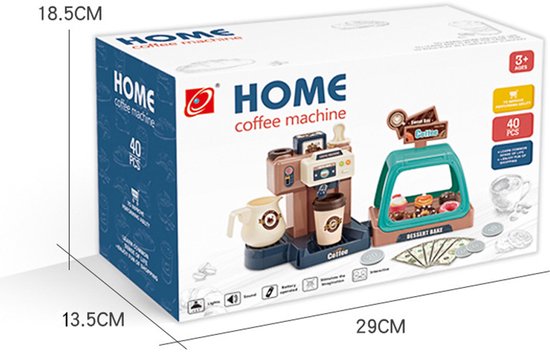 Speelset voor kinderen, 41pcs +, Koffiezetapparaat, Leren en Serveren Koffiemachine, Winkeltje Speelgeld met Licht & Geluid - Educatief Rollenspel - Interactief speelgoed - Keuken & Restaurant Verjaardag Cadeau voor Jongens & Meisjes 3 Jaar