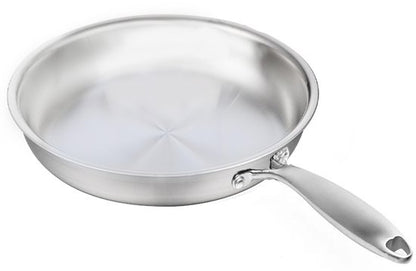 RVS Koekenpan Ø 26 cm - PFAS-vrije Bakpan Zonder Anti-aanbaklaag - Inductie & Ovenbestendig - Ideaal voor Vlees - Vaatwasserbestendig - Zilver