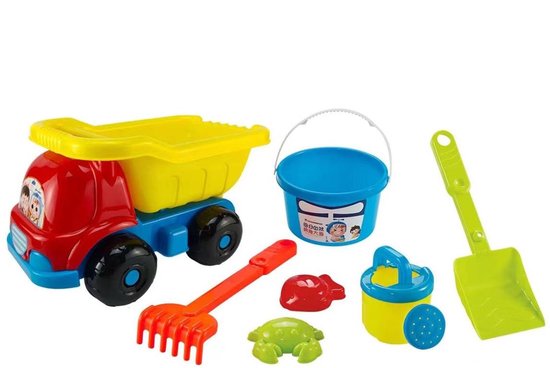 Sand Toy Truck Set - 7-Piece - Beach Toys with Car, Watering Can, Sand Molds & Shovel - Sturdy Sandbox Toys for Kids - Complete Beach Set - Sandbox Toys - Sandboxes - Outdoor Toys - Toys - Multi-color 