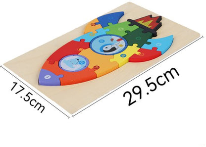 Houten Blokpuzzel-Montessori Speelgoed-3D puzzel-Kinderen-3 Jaar-Gift-Cadeau-15stuks-Graafmachine, Educatief Spel voor 3 4 5 6 7 Jaar, Cadeau voor Jongens en Meisjes