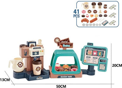 Speelset voor kinderen, 41pcs +, Koffiezetapparaat, Leren en Serveren Koffiemachine, Winkeltje Speelgeld met Licht & Geluid - Educatief Rollenspel - Interactief speelgoed - Keuken & Restaurant Verjaardag Cadeau voor Jongens & Meisjes 3 Jaar