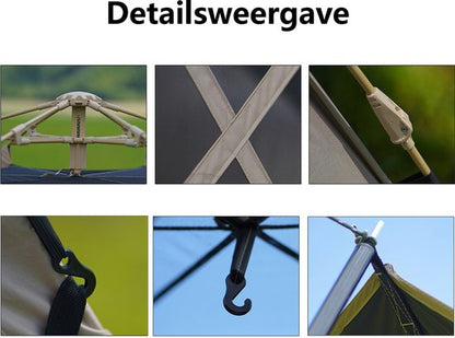 Pop-up Familietent met XXL Zonnescherm - 4-Persoons Koepeltent - Opzetten in 3 Seconden - Inclusief Voorluifel voor Extra Leefruimte - Waterdichte kampeertent - pop up tent voor Kamperen - festival tent + Draagtas - Wit