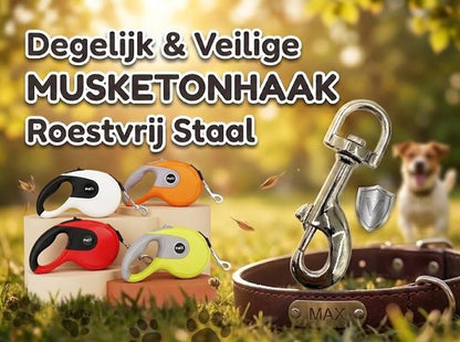 Uitschuifbare Hondenriem 5M (Tot 40KG) - Hondenlijn uittrekbaar - Automatische hondenriem - Rollijn - Anti-klit - Ergonomisch Handvat met Remsysteem - RVS Sluiting - Quick Lock Functie - Groen