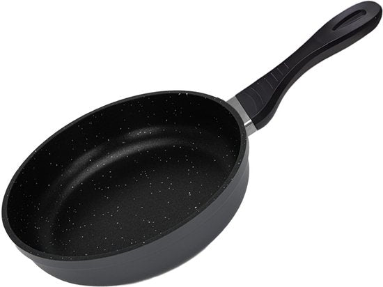 Koekenpan Ø 26 cm - PFAS & PTFE vrij – Robuust Aluminium (Heavy Duty) – Marmerlook – Inductie, Elektrisch, Keramisch & Gas – Diep Model (5 cm) met Hoge Rand – Duurzame Anti-aanbaklaag – Graniet Effect Bakpan – Koudgreep – Universele Inductiepan