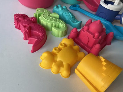 Sand Toys Set 11-Piece - Complete Beach Toys Set with Bucket, Shovel, Watering Can & Sand Molds - Beach/Sandbox Toys for Kids - Durable Plastic Sand Set - Sturdy Material - Pink 