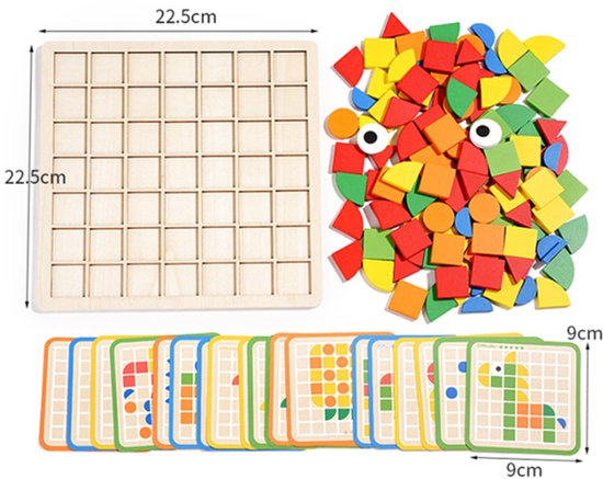 Houten Puzzel 120 stukjes voor Kinderen, Montessori Speelgoed met 20 Designkaarten, Educatief Spel voor 3 4 5 6 7 Jaar, Cadeau voor Jongens en Meisjes