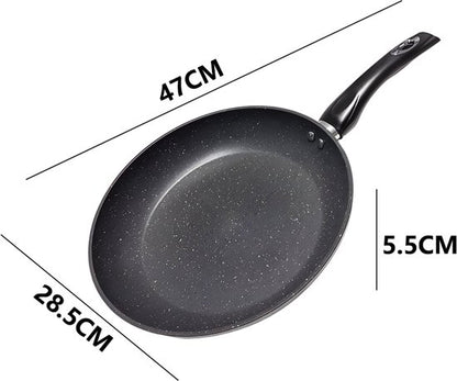 Koekenpan Ø 28 cm - PFAS & PTFE vrij – Robuust Aluminium (Heavy Duty) – Marmerlook – Inductie, Elektrisch, Keramisch & Gas – Diep Model (5.5 cm) met Hoge Rand – Duurzame Anti-aanbaklaag – Graniet Effect Bakpan – Koudgreep – Universele Inductiepan