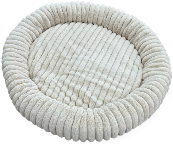 Donut Hondenmand 100 cm - Ronde huisdier nesten - Fluffy Hondenkussen - wasbaar - Anti-slip Mat Onderkant - voor grote honden - Anti Stress & Kalmerende Werking - Hondenmand rond - Comfortabele Slaapmand - Luxe Dierenbenodigdheden - Dog Bed - beige