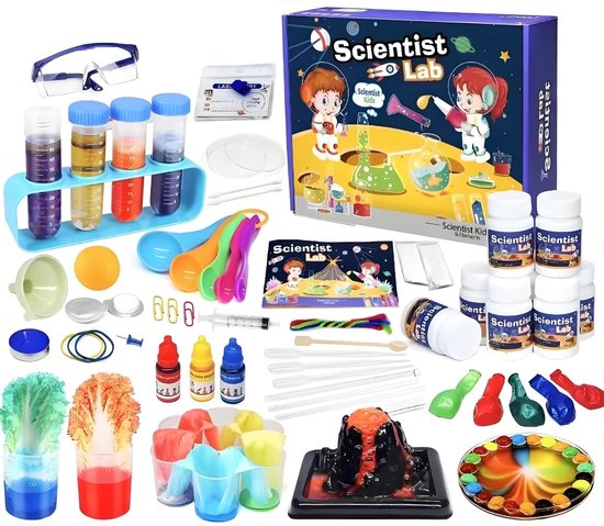 STEM Kit - Grote Experimenteerdoos voor Kinderen - Science Lab met 70 Proefjes - Scheikunde, Natuurkunde & Vulkaan Maken - Experimenteerdoos - Educatief Speelgoed - Educatief STEAM Speelgoed - Inclusief Bril & Handleiding 3+