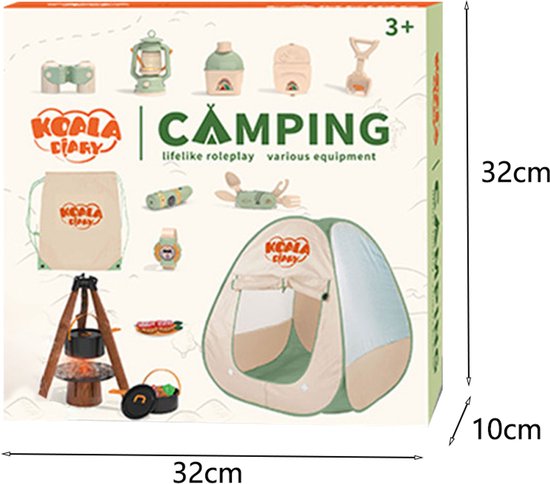 Kinder Speelgoed - Camping - Tent - Kampeerset - Kampeer vakantie - Outdoor Explorer Natuur - Interactief Rollenspel voor Binnen & Buiten - Fantasie- Kamperen - Complete Survival Kit met Kampvuur, Lantaarn & Verrekijker - Cadeau voor Kinderen 3 Jaar
