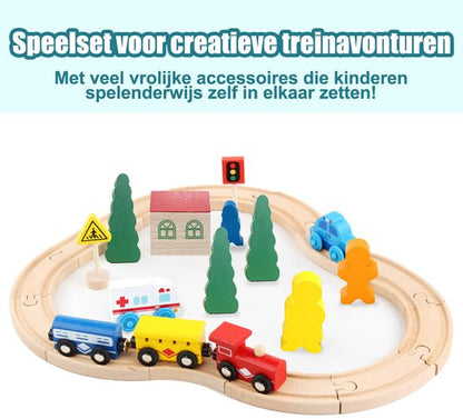 Houten treinset Treinbanen 31-delig – DIY '8'-vorm – meerkleurig – stimuleert de motorische en cognitieve ontwikkeling – Kindercadeaus