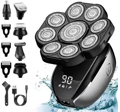 6-in-1 Scheerapparaat Mannen – Trimmer - Tondeuse - Gezicht en Hoofd Scheerapparaat - Schedel Scheerapparaat -Hoofd Kaal Scheren - Nat&Droog - Elektrisch - 10×Opzetstukken