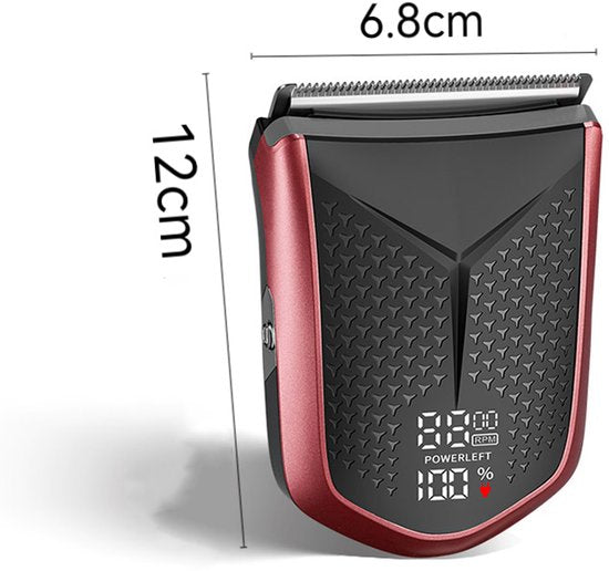 Tondeuse-All-in-One Precisietrimmer, Apparaat voor Gezicht en Hoofd-4 Lengtestanden (2-15 mm)-Waterdicht-Zelfslijpende Mesjes-Draadloos-Batterij Indicatie USB oplaadbare 120 min batterijduur (Rood)