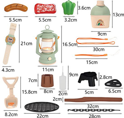 Kinder Speelgoed - Camping - Tent - Kampeerset - Kampeer vakantie - Outdoor Explorer Natuur - Interactief Rollenspel voor Binnen & Buiten - Fantasie- Kamperen - Complete Survival Kit met Kampvuur, Lantaarn & Verrekijker - Cadeau voor Kinderen 3 Jaar