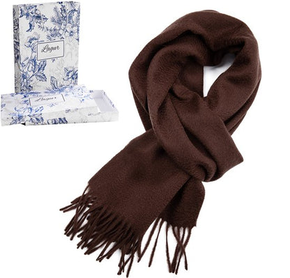 100% Cashmere Sjaal Dames - Zachte Kasjmier Wintersjaal in Chique Geschenkverpakking - Premium Kwaliteit met Waterrimpel Glans - Warm & Stijlvol - Verjaardag Cadeau voor Vrouwen - Chocolade