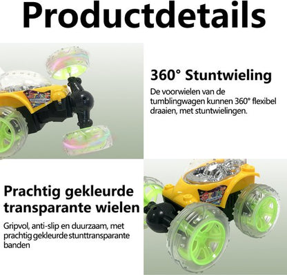 Off-Road RC Auto - speelgoed afstandsbediening auto - 360° Draaien - LED Verlichting - Stuntauto - Draadloze Afstandsbediening - Cool Design - Oplaadbare Accu - Voor Jongens & Meisjes - Geel