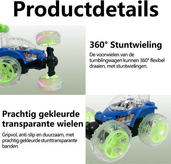 Off-Road RC Auto - speelgoed afstandsbediening auto - 360° Draaien - LED Verlichting - Stuntauto - Draadloze Afstandsbediening - Cool Design - Oplaadbare Accu - Voor Jongens & Meisjes - Blauw