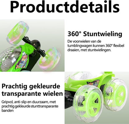 Off-Road RC Auto - speelgoed afstandsbediening auto - 360° Draaien - LED Verlichting - Stuntauto - Draadloze Afstandsbediening - Cool Design - Oplaadbare Accu - Voor Jongens & Meisjes - Groen