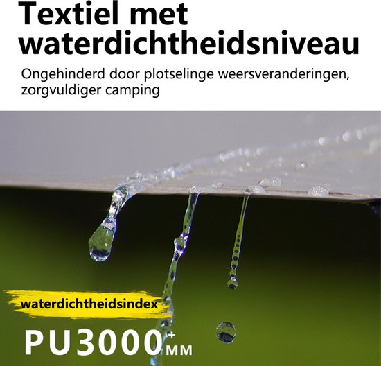 Pop-up Familietent met XXL Zonnescherm - 4-Persoons Koepeltent - Opzetten in 3 Seconden - Inclusief Voorluifel voor Extra Leefruimte - Waterdichte kampeertent - pop up tent voor Kamperen - festival tent + Draagtas - Kaki