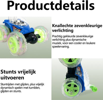 Off-Road RC Auto - speelgoed afstandsbediening auto - 360° Draaien - LED Verlichting - Stuntauto - Draadloze Afstandsbediening - Cool Design - Oplaadbare Accu - Voor Jongens & Meisjes - Blauw