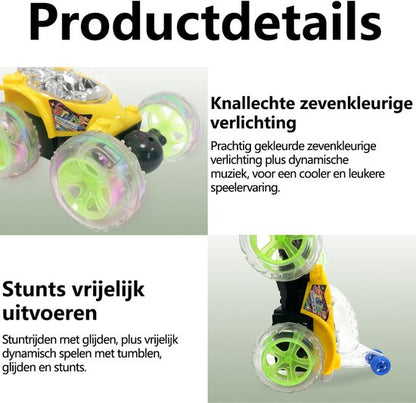Off-Road RC Auto - speelgoed afstandsbediening auto - 360° Draaien - LED Verlichting - Stuntauto - Draadloze Afstandsbediening - Cool Design - Oplaadbare Accu - Voor Jongens & Meisjes - Geel